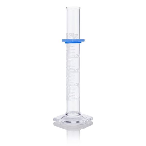 Cylinder, Graduated, Globe Glass, 25mL, Class A, To Deliver (TD), Dual Grads, ASTM E1272, 1/Box, Globe Scientific, Mfr#: 8300025